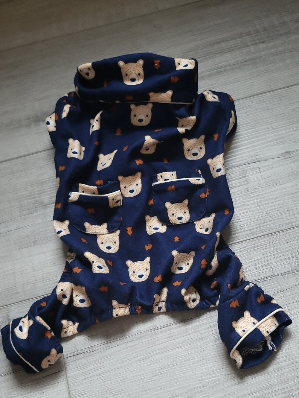 Dog Bear Print Navy Blue Pjs/Onsie